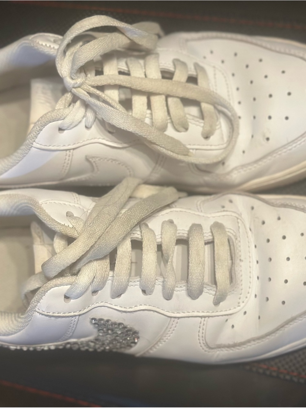 Nike White Women's Sneakers with Crystal Swoosh - Picture 3 of 4